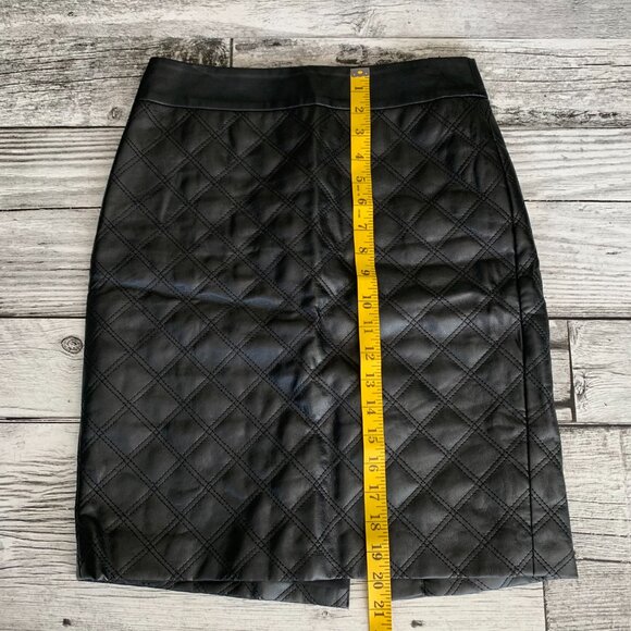 Banana Republic Faux Leather Quilted Black Leather Pencil Skirt - Picture 12 of 12